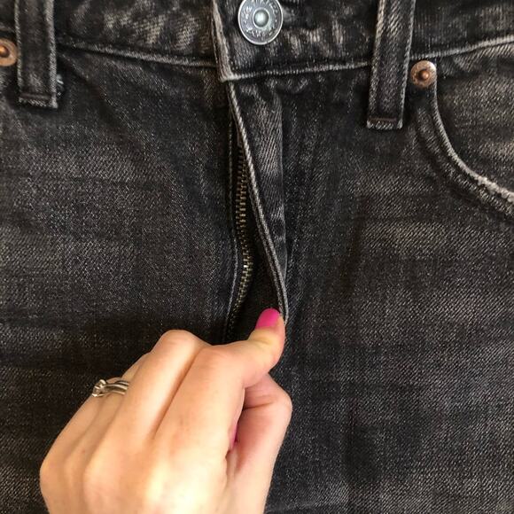 NWT Free People Bailey Grey Denim Fringed Mini Skirt Size 24 - Picture 9 of 14